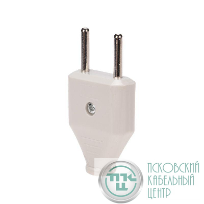 Вилка прямая 6А плоская без заземл. бел. Rexant 11-8946