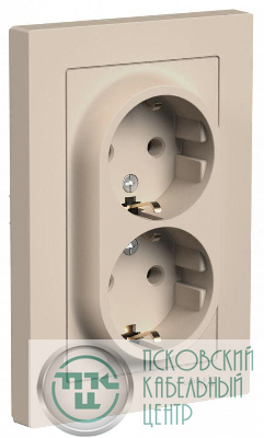 Розетка 2-м. AtlasDesign 16А с заземл. в сборе песочн. SE ATN001224