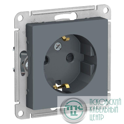 Розетка 1-м СП AtlasDesign 16А IP20 с заземл. защ. шторки механизм грифель SE ATN000745