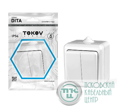 Выключатель 2-кл. ОП Dita IP54 10А 250В бел. TOKOV ELECTRIC TKL-DT-V2-C01-IP54