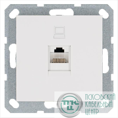 Розетка компьютерная 1-м RJ45 IP20 кат. 5E механизм бел. глянцевый Jasmart G6105W