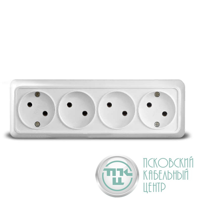 Розетка 4-м ОП Олимп 16А IP20 без заземл. бел. UNIVersal 1162
