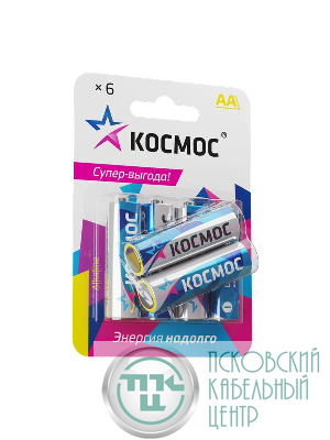 Элемент питания алкалиновый AA/LR6 BP-6 (блист.6шт) КОСМОС KOCLR6BL6