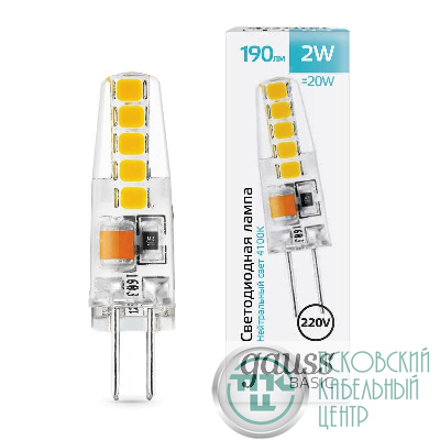 Лампа светодиодная Basic G4 2Вт 4100К 190лм AC220-240В силикон GAUSS 1169722