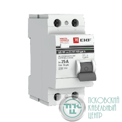 Выключатель дифференциального тока (УЗО) 2п 25А 10мА тип A ВД-100 (электромех.) PROxima EKF elcb-2-25-10-em-a-pro