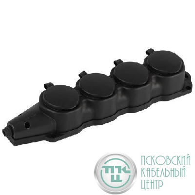 Колодка 4-м с заземл. 16A IP44 KX-4e-B-IP44 каучук. черн. Эра Б0068394