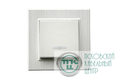 Выключатель 1-клав. с подсветкой Karea LINE STAR жемчуж. Makel 86100021