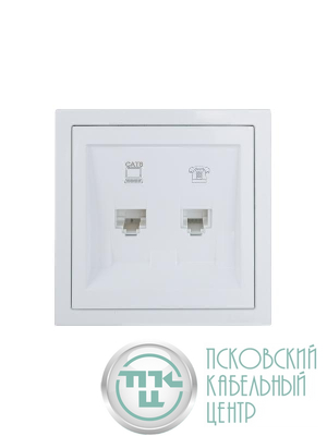 Розетка компьютер+телефон с модулем Cat 6 СП ZIMA бел. LEZARD 704-0288-144