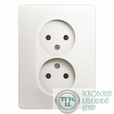 Розетка 2-м СП Glossa 16А IP20 250В без заземл. в сборе перламутр. SE GSL000620