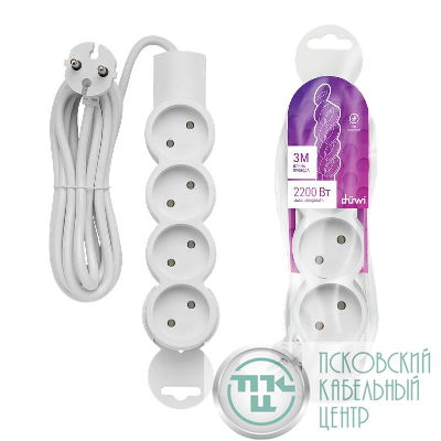 Удлинитель 4х3м без заземл. ПВС 2х0.75 REV 32010 6