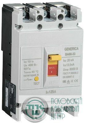 Выключатель автоматический 3п 125А 20кА ВА66-33 GENERICA SAV20-3-0125-G