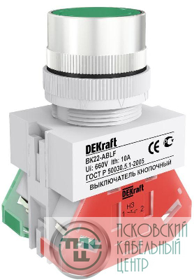 Выключатель кнопочный ABLF ВК-22 d22мм 220В зел. DEKraft 25013DEK