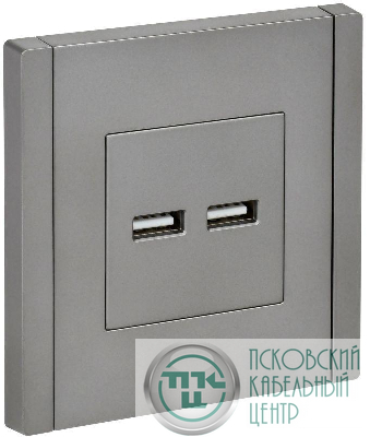 Розетка USB A+A 3.1А FORTE&PIANO FP549 сталь IEK FP-U21-D31-K46