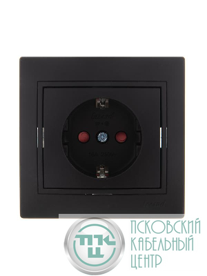 Розетка 1-м СП Мира защ. шторки с заземл. керамика черн. бархат LEZARD 701-4242-124