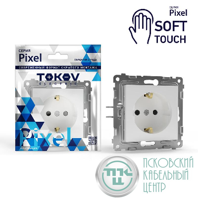 Розетка 1-м СП Pixel 16А IP20 с заземл. защ. шторки механизм айс TOKOV ELECTRIC TKE-PX-R1ZSF-C34