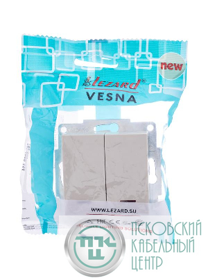 Переключатель проходной 1-кл. СП Vesna с индикацией механизм крем. LEZARD 742-0388-114