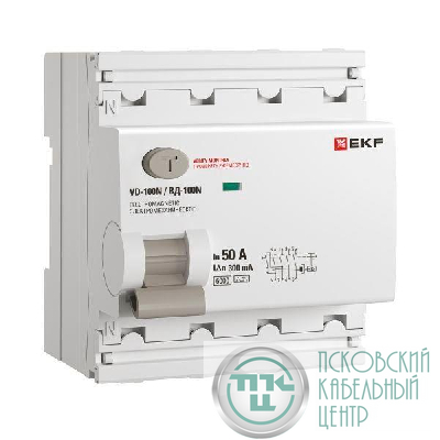 Выключатель дифференциального тока 4п 50А 300мА тип A 6кА ВД-100N электромех. PROxima EKF E1046MA50300