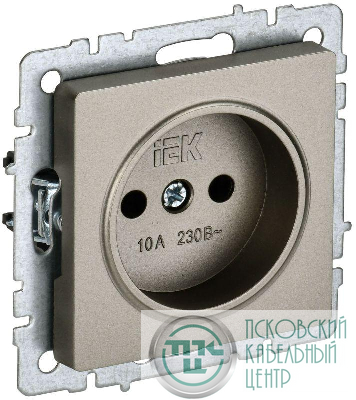 Розетка BRITE РС10-1-0-БрШ 10А без заземл. без защ. шторок механизм шампань IEK BR-R10-10-K37