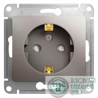Розетка 1-м СП Glossa 16А IP20 250В с заземл. защ. шторки механизм платина SE GSL001245