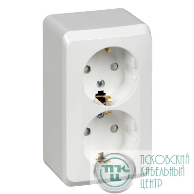 Розетка 2-м ОП Этюд 16А IP20 250В с заземл. защ. шторки бел. SE PA16-008B