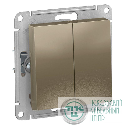 Выключатель 2-кл. СП AtlasDesign 10А IP20 (сх. 5) 10AX механизм шампань SE ATN000551
