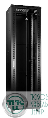 Шкаф монтажный телекоммуникационный напольный SH-05C-42U60/100-BK 19дюйм для распред. и серверн. оборудования 42U 600х1000х2055мм передн. стеклян. и задн. сплошн. метал. двери ручка с замком черн. (RAL 9004) Cabeus 8544c
