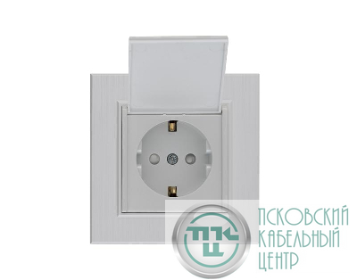 Розетка 1-м с крышкой Karea LINE STAR с заземл. жемчуж. Makel 86100029