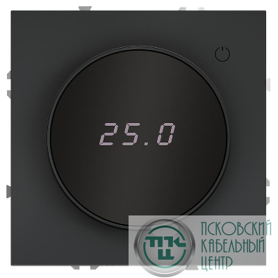 Терморегулятор электронный S70 с индикацией и датчиком для теплого пола механизм графит Voltum VLS070107