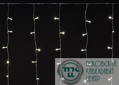 Гирлянда "Бахрома" 4.5х0.7м 200LED тепл. бел. IP44 провод прозр. 230В транзит IEK LGDU301-1-200-L3-T-S-44