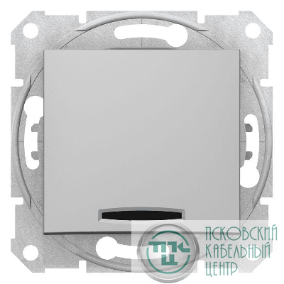 Переключатель проходной 1-кл. СП Sedna 10А IP20 (сх. 6а) 250В с син. подсветкой механизм алюм. SchE SDN1500160