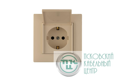 Розетка 1-м с крышкой Karea RIZZ с заземл. крем Makel 88010029
