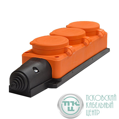 Колодка удлинителя 3-м Компакт 1ф с заглушками каучук оранж. UNIVersal 3034