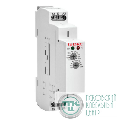 Реле времени задержка выключения конфигурация контакта 1CO AС/DC 12-240В DKC DRM-TB-1-240