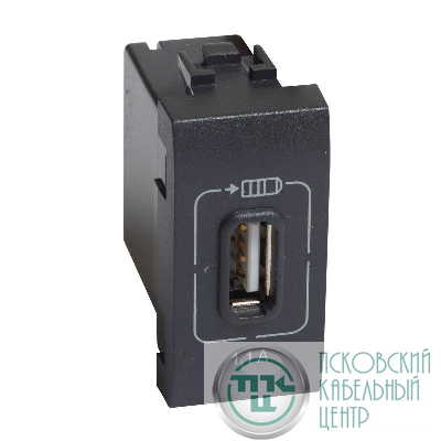 Розетка USB Mosaic 1мод. 1.1А 230/5В антрацит Leg BTC L4285C1