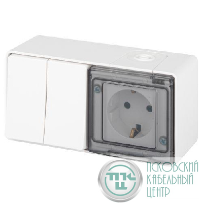 Блок розетка с выключателем Эксперт 11-7502-01 двойн. IP55 16A(10AX)-250В ОУ белый Эра Б0063270