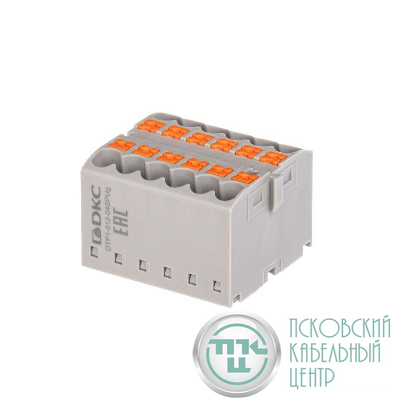 Блок распределительный зажим push-in 12 точек подключения 25кв.мм сер. DKC DTP1-012-04SPUG