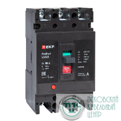 Выключатель автоматический 3п 80А 18кА LS125 ProPact EKF mccb-125-18-3-80-ls