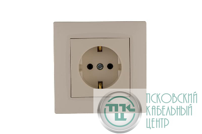 Розетка 1-м Karea RIZZ с заземл. керамика крем Makel 88010008