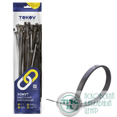 Хомут кабельный нейлоновый черн. 4.8х400 (уп.100шт) TOKOV ELECTRIC TKE-HNS-4.8-400-B/100