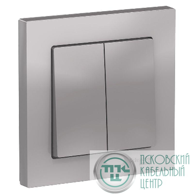 Выключатель 2-кл. СП AtlasDesign 10А IP20 (сх. 5) 10AX в сборе алюм. SE ATN000352