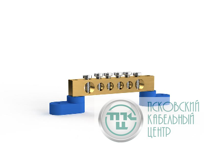 Шина нулевая 6х9мм 6 отвер. латунь У2-С на двух угловых изоляторах TOKOV ELECTRIC TKE-BSB-69-6-L2/N