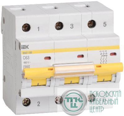 Выключатель автоматический модульный 3п C 63А 10кА ВА47-100 KARAT IEK MVA40-3-063-C