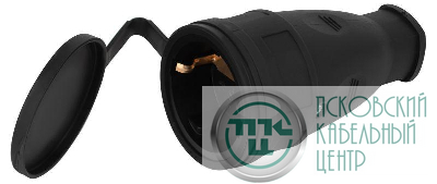 Розетка RX10-B-IP44 16А IP44 прямая с заземл. каучук черн. ЭРА Б0055418