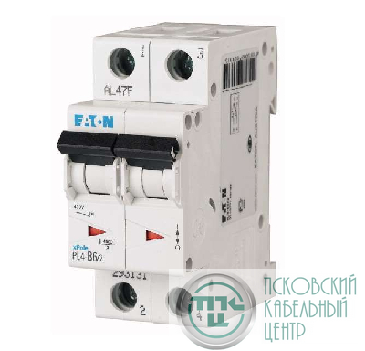 Выключатель автоматический модульный 2п C 10А 4.5кА PL4-C10/2 EATON 293141
