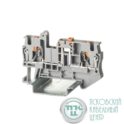 Клемма с размыкателем зажим push-in 2 точки подключения 4кв.мм сер. DKC VPR-4-MT