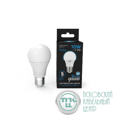 Лампа светодиодная Black 10Вт A60 грушевидная 6500К холод. бел. E27 920лм GAUSS 102502310