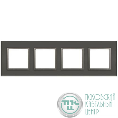 Рамка 4-м Elegance 14-5104-16 для розеток и выключателей стекло титан Эра Б0065839