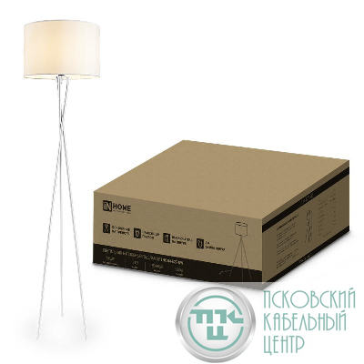 Светильник ТНО 04-Е27-NW 230В торшер напольн. под лампу беж. абажур/бел. тренога IN HOME 4690612059563