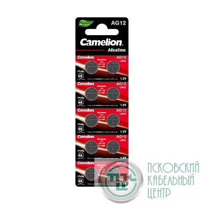 Элемент питания алкалиновый "таблетка" LR43/386A/186/G12 Mercury Free AG12-BP0%Hg для часов BL-10 (блист.10шт) Camelion 12820