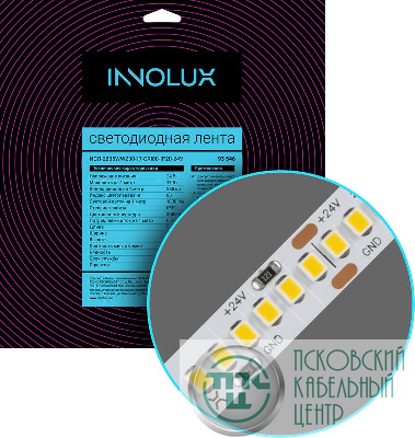 Лента светодиодная 93 546 СДЛ-2835WW238-17-CRI80-IP20-24V (уп.5м) INNOLUX 93546